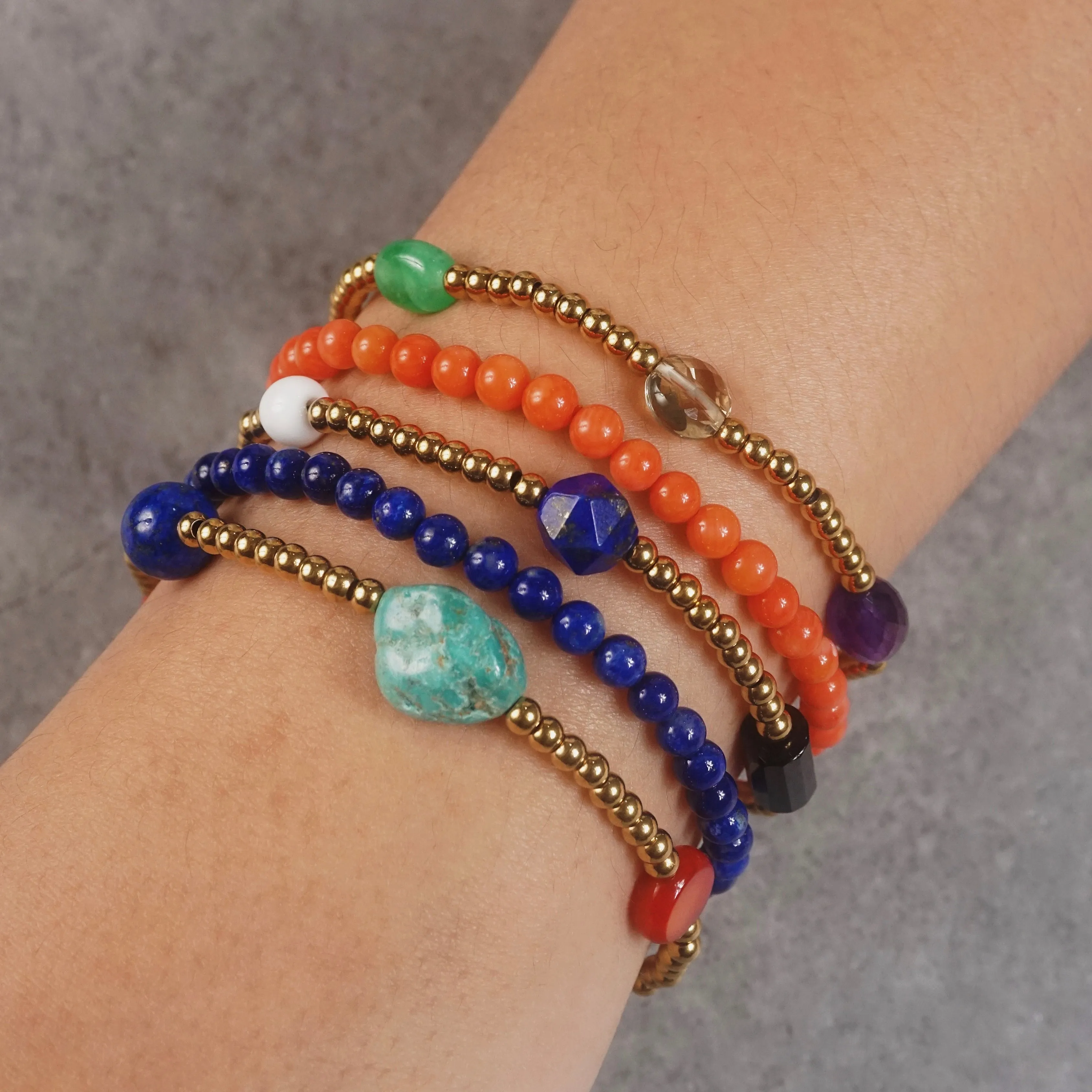 Black Onyx, White Agate, and Lapis Lazuli