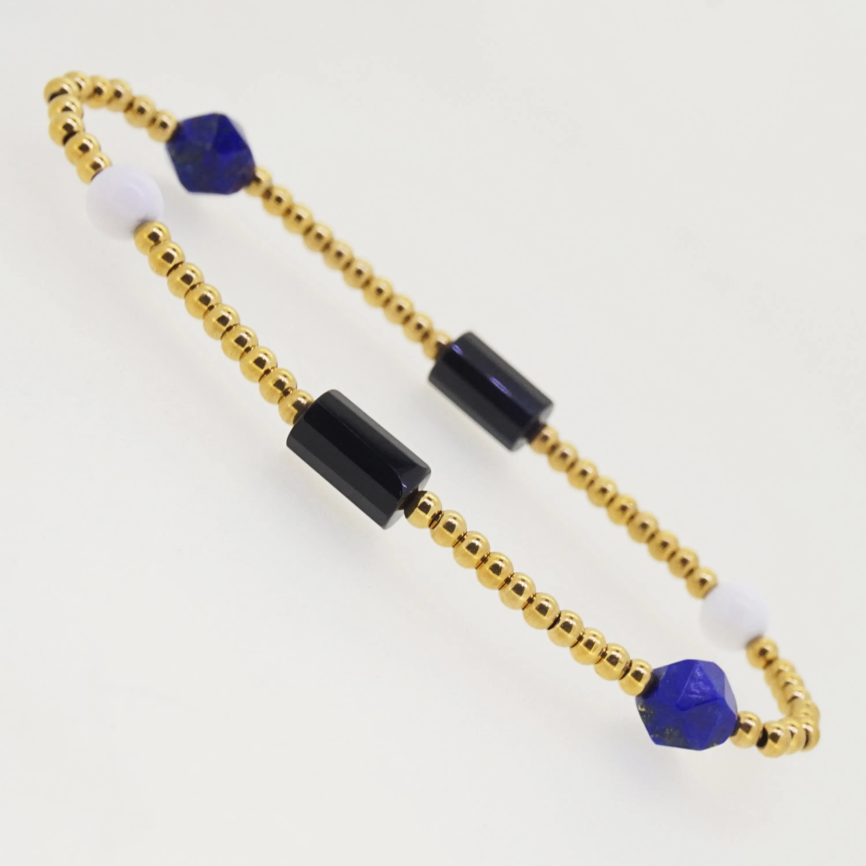 Black Onyx, White Agate, and Lapis Lazuli