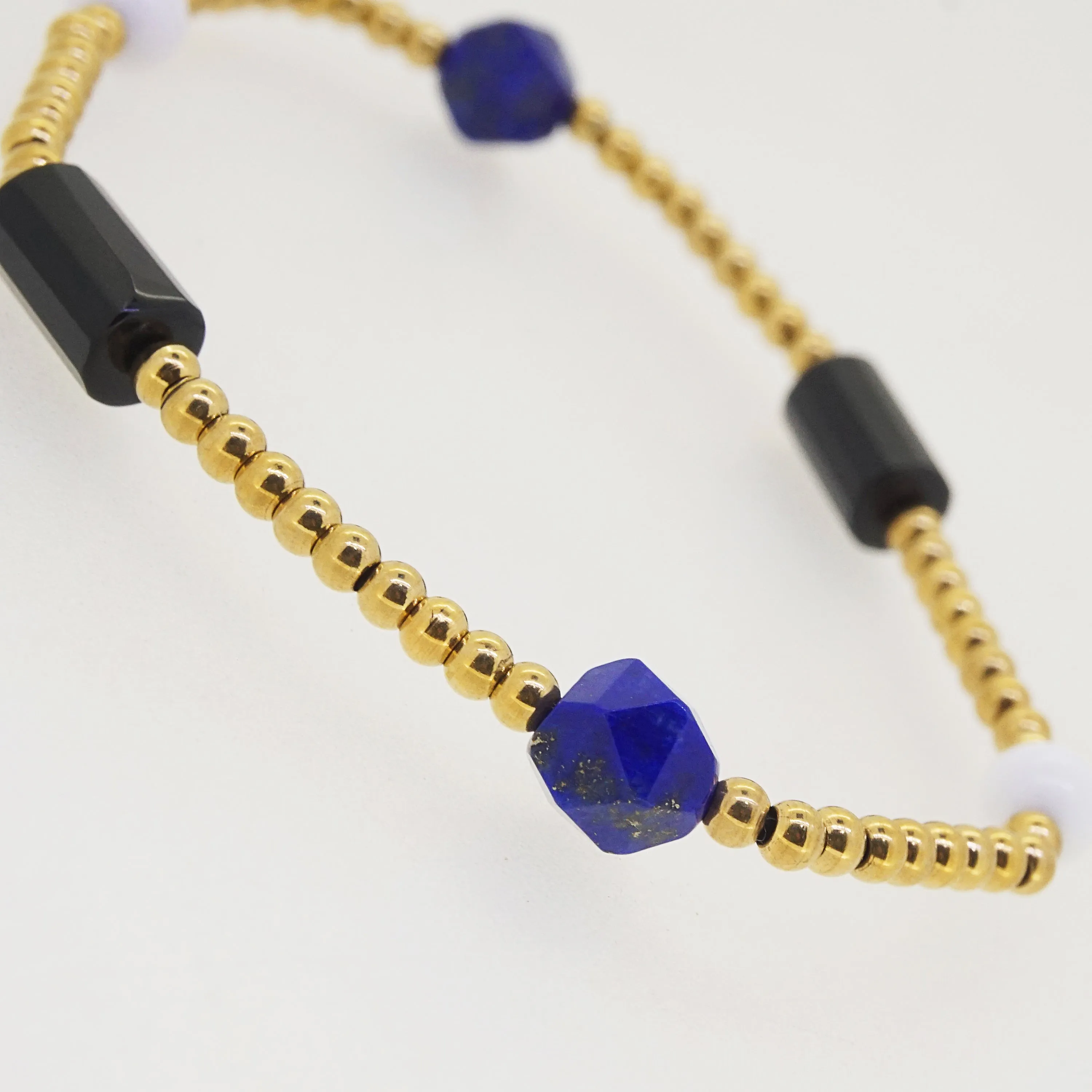 Black Onyx, White Agate, and Lapis Lazuli