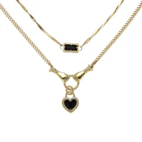 Black Zircon Necklace Duo