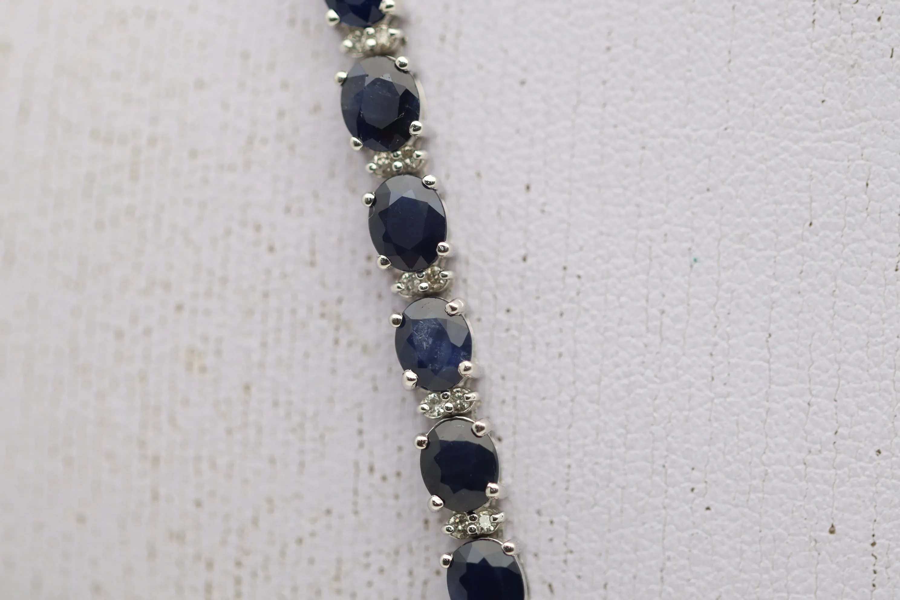 Blue Sapphire Diamond Gold Tennis Necklace
