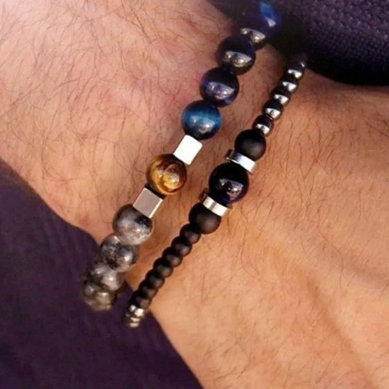 Bracelet Temperament Beaded Men's Zircon Inlaid Bracelet Set