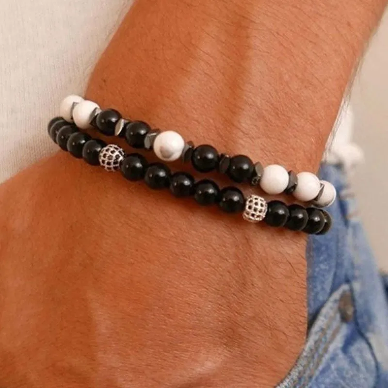 Bracelet Temperament Beaded Men's Zircon Inlaid Bracelet Set
