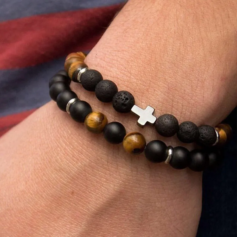 Bracelet Temperament Beaded Men's Zircon Inlaid Bracelet Set