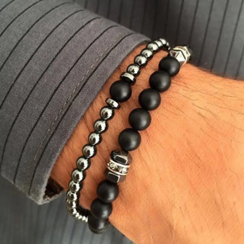 Bracelet Temperament Beaded Men's Zircon Inlaid Bracelet Set