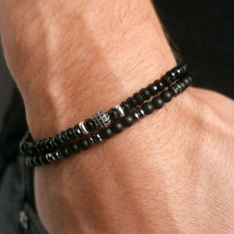 Bracelet Temperament Beaded Men's Zircon Inlaid Bracelet Set