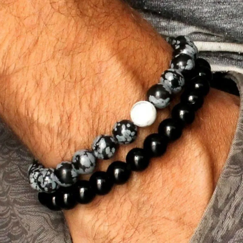 Bracelet Temperament Beaded Men's Zircon Inlaid Bracelet Set