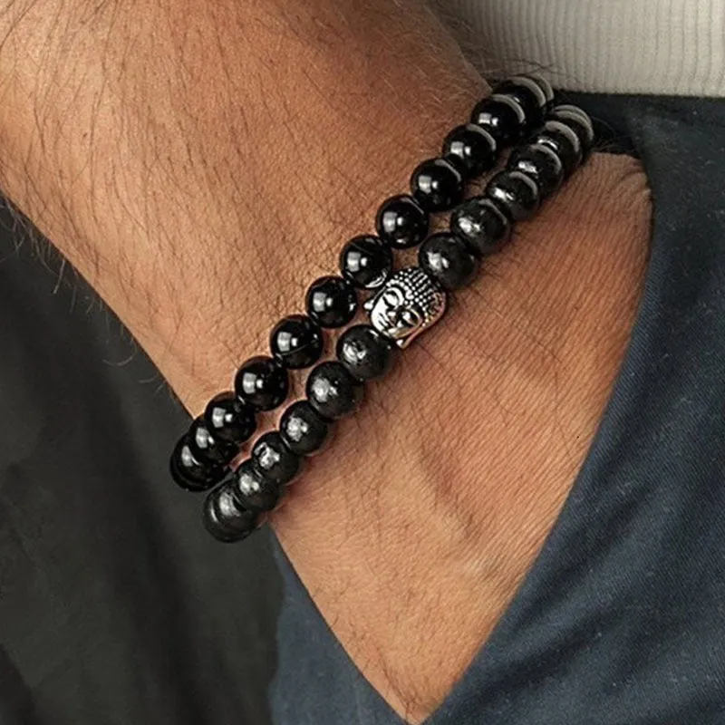 Bracelet Temperament Beaded Men's Zircon Inlaid Bracelet Set