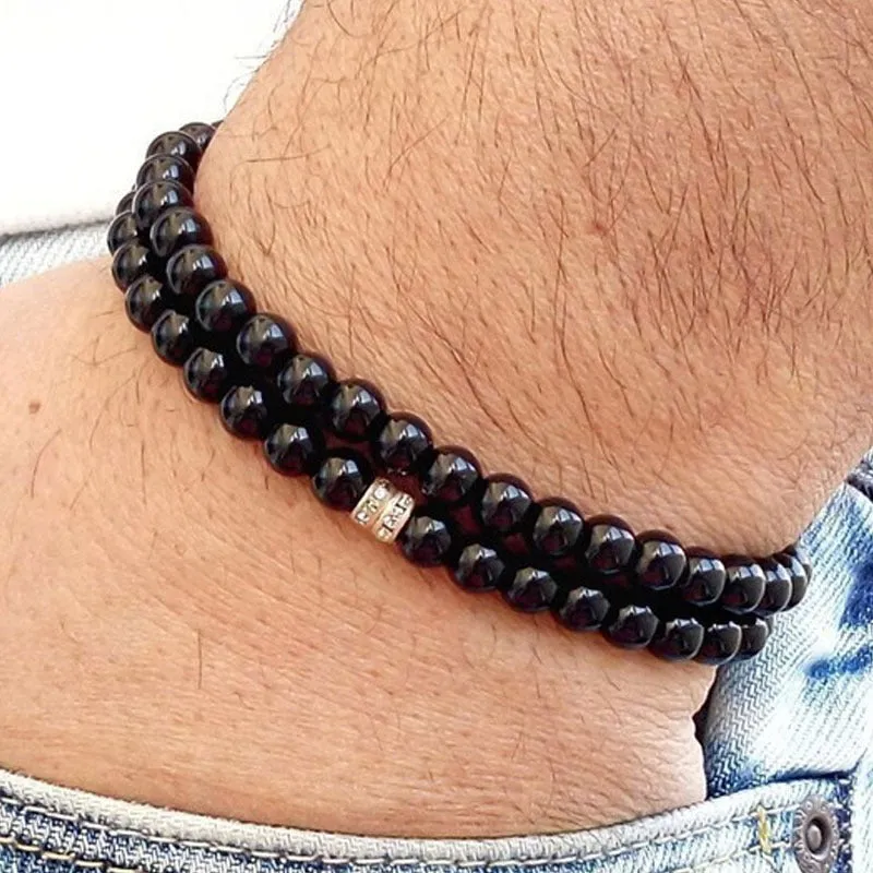 Bracelet Temperament Beaded Men's Zircon Inlaid Bracelet Set