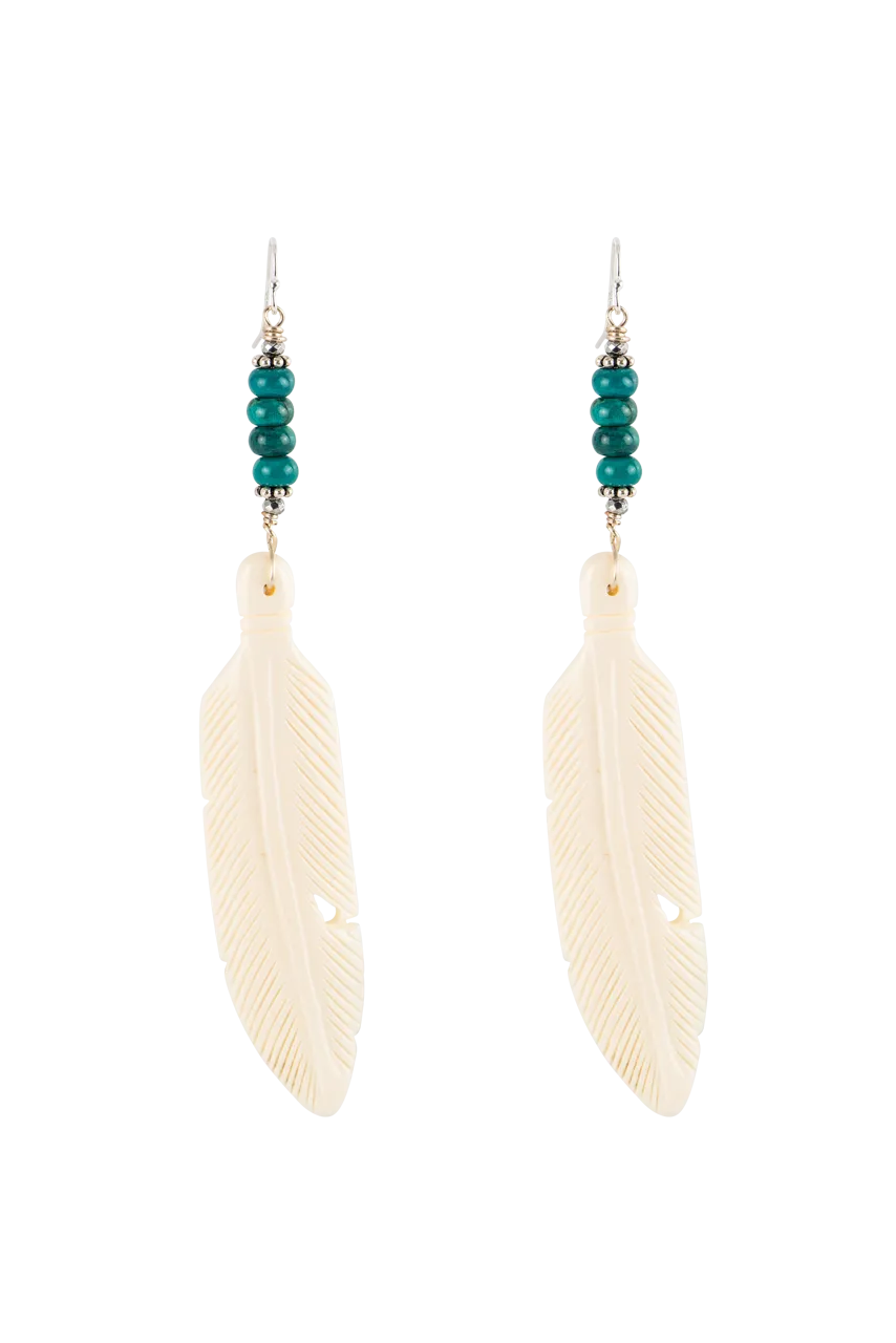 Breathe Deep Stone Feather Earrings