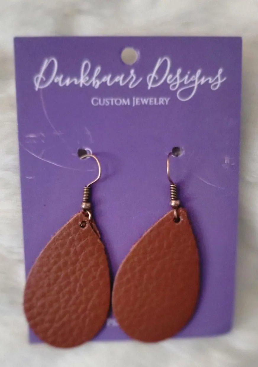 Brown Leather Earrings (Small)