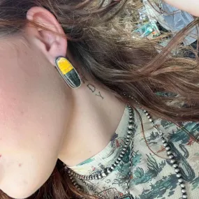 Bumble Bee Oval with Rope Detail Post Genuine Earring