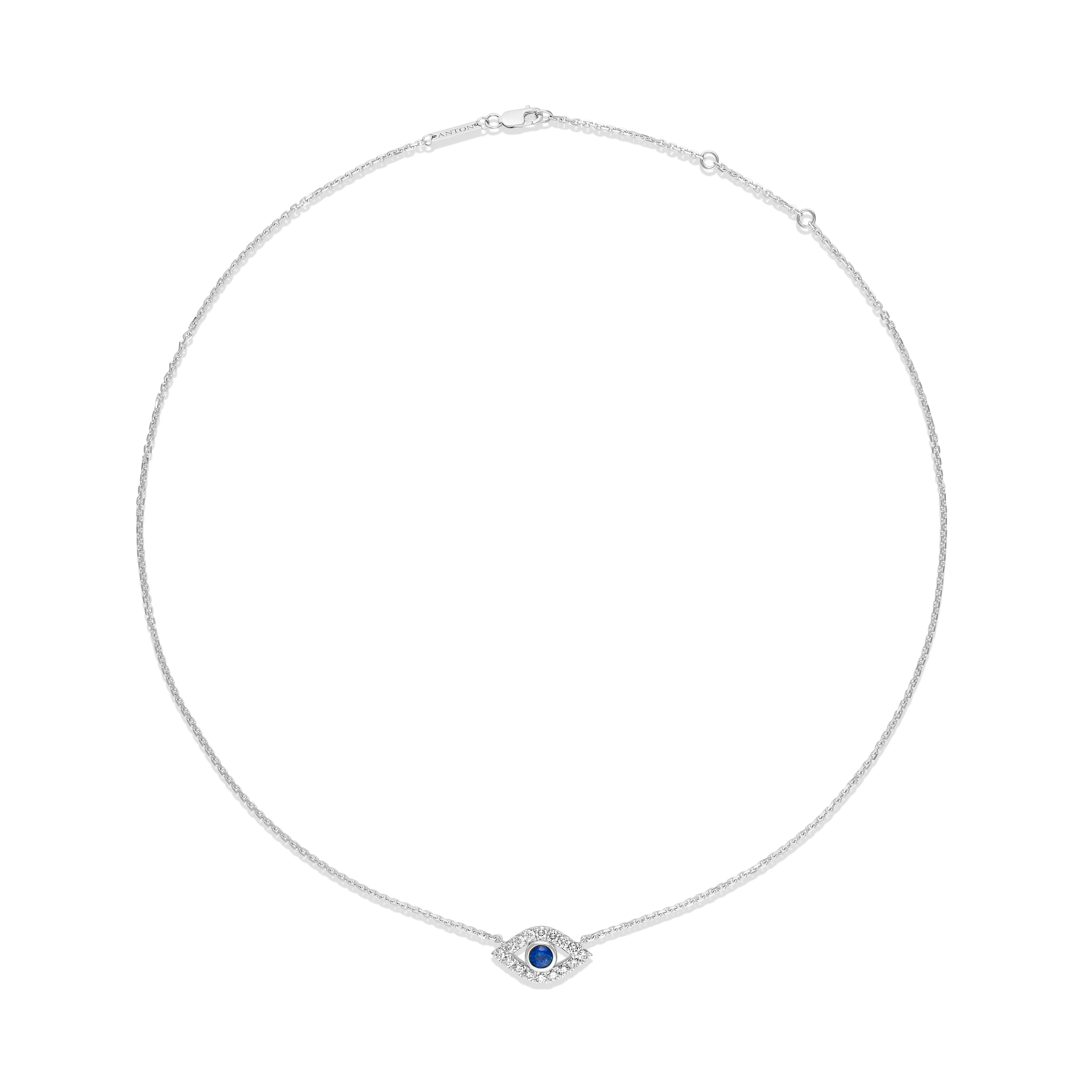 Capri Dreaming® Cora Sapphire and Diamond Evil Eye Necklace | White Gold