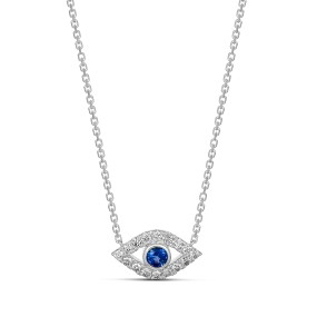Capri Dreaming® Cora Sapphire and Diamond Evil Eye Necklace | White Gold