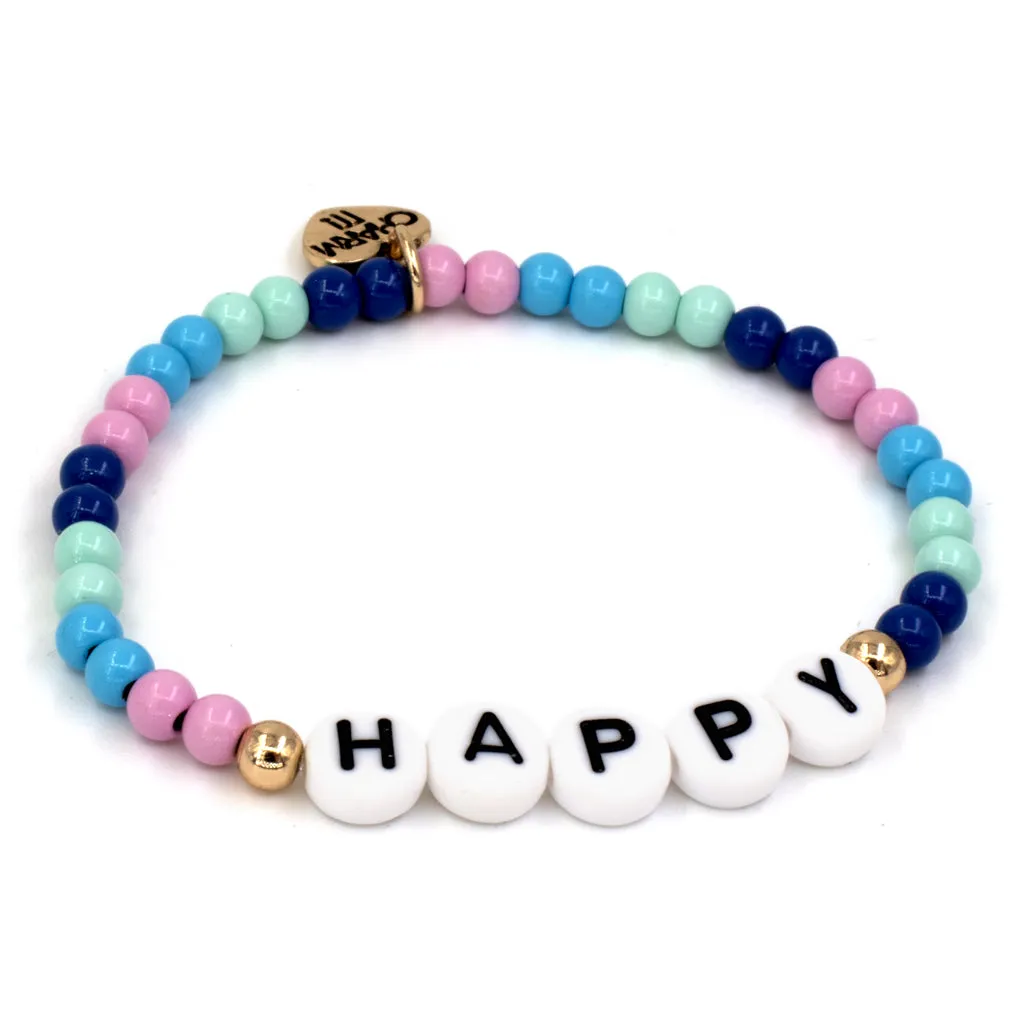Charm It! 4mm Gold Happy Stretch Bead Bracelet