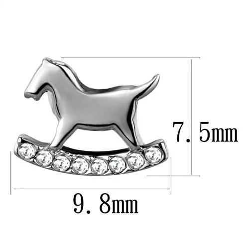 CJE2153 Wholesale Women's Stainless Steel High Polished Top Grade Crystal Clear Horse Earrings