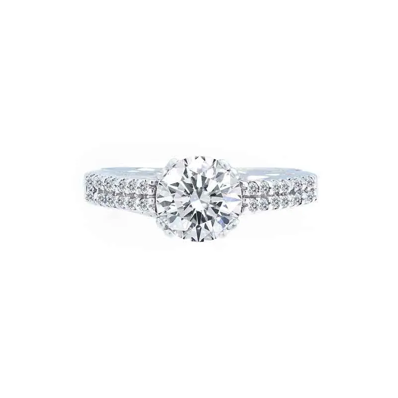 Classic 2 Row Shared Prong Diamond Engagement Ring