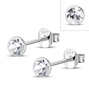 Clear Cubic Zirconia Silver Stud Earrings