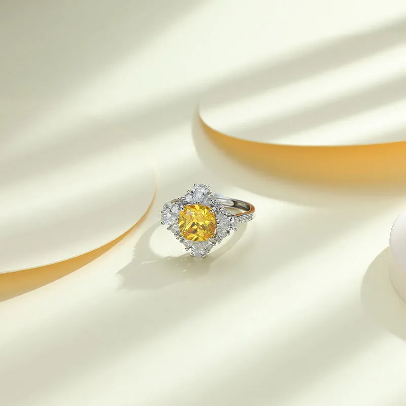 Colourful Cushion Cut Zircon Square Soleste Halo Silver Ring for Women
