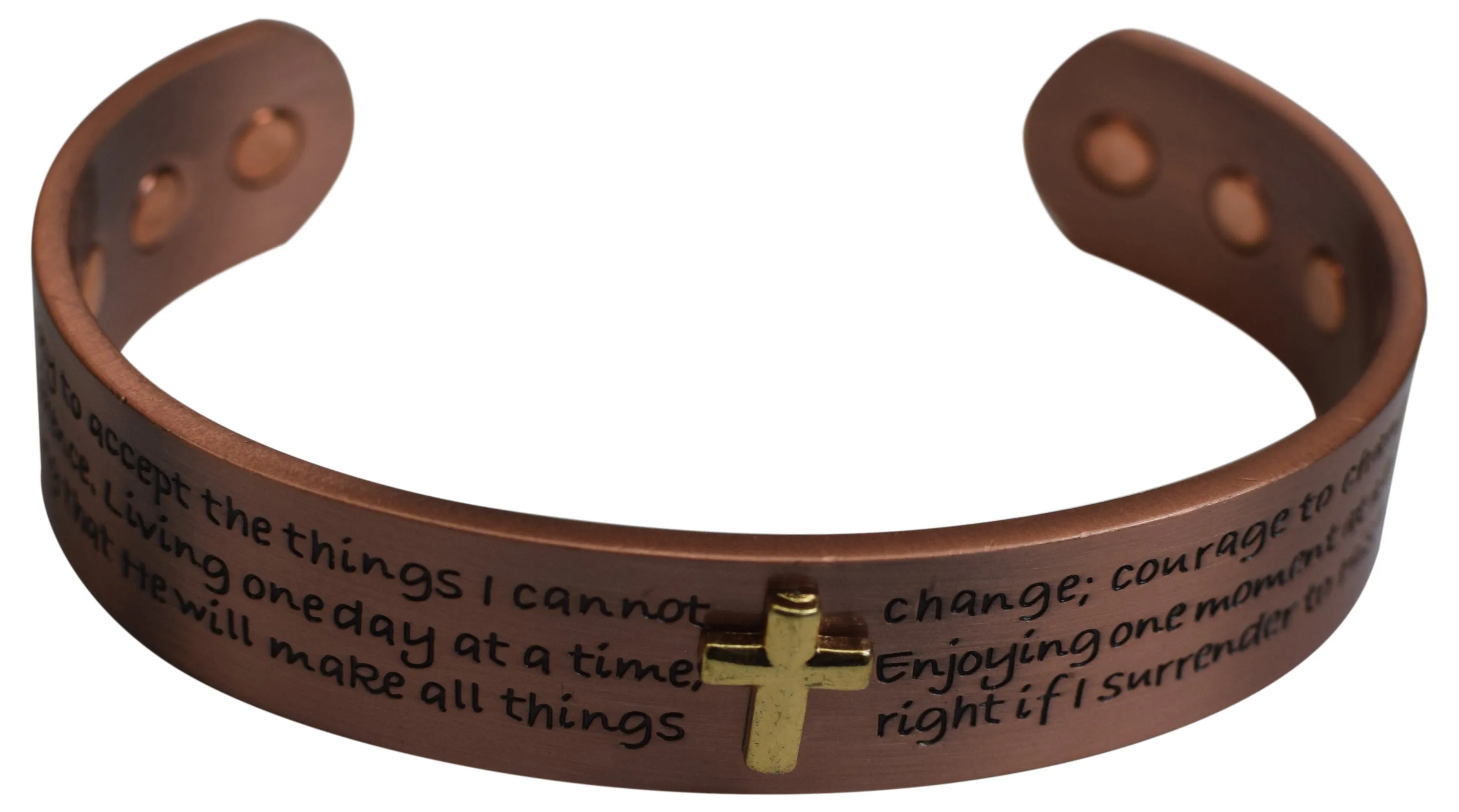 Copper Bracelet Cross Christian Adjustable W/ 6 Powerful Magnet for Joint Pain Relief & Arthritis