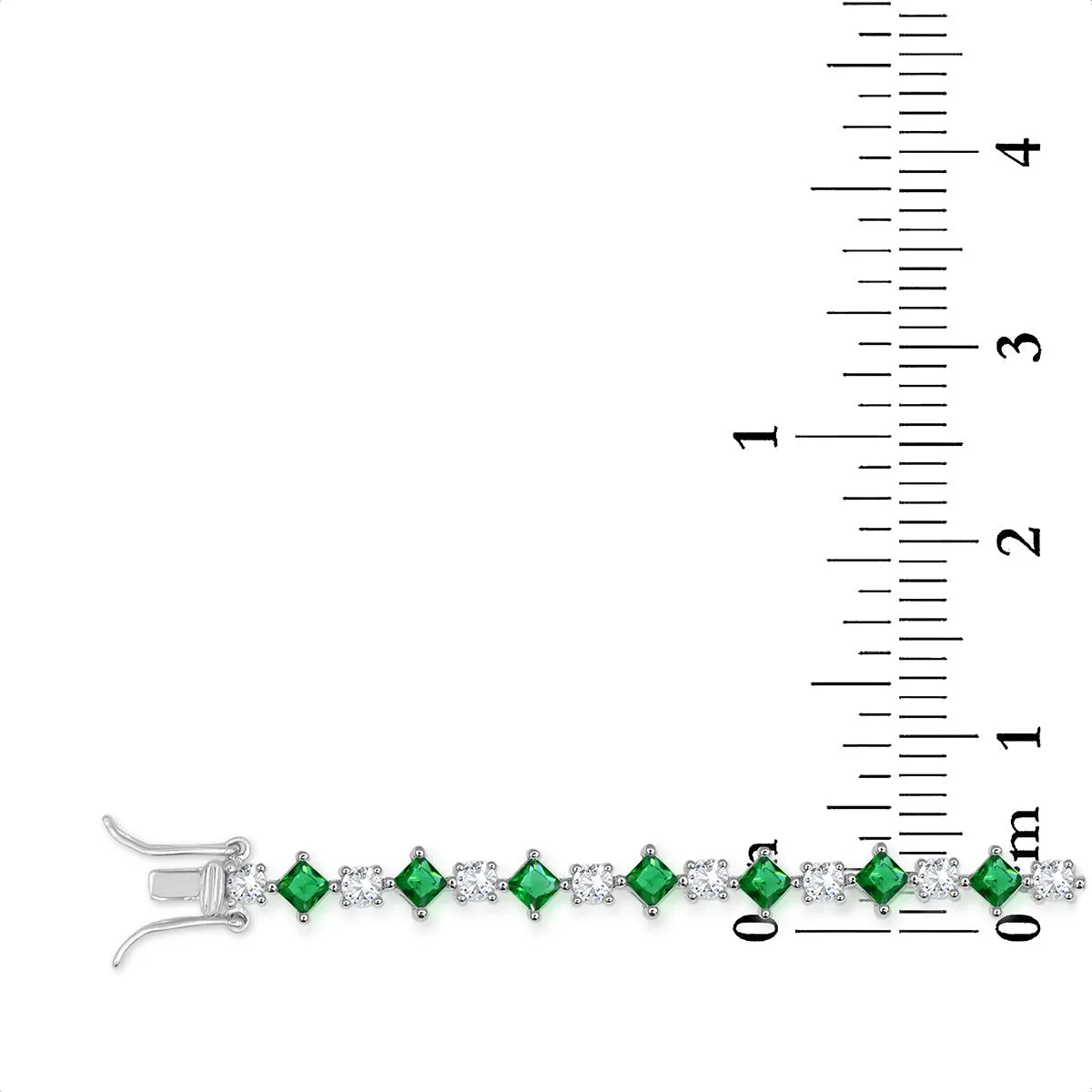 Created Emerald and White Sapphire 7-inch Tennis Bracelet in Sterling Silver