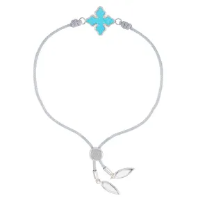 Cross Corded Bracelet in Turquoise/Silver