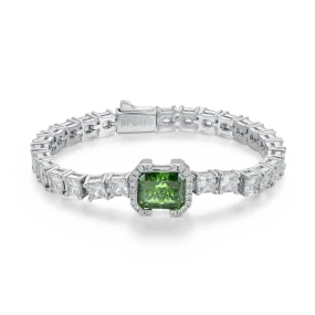 Crushed Ice Emerald Cut Tennis Bracelet - Fancy Green