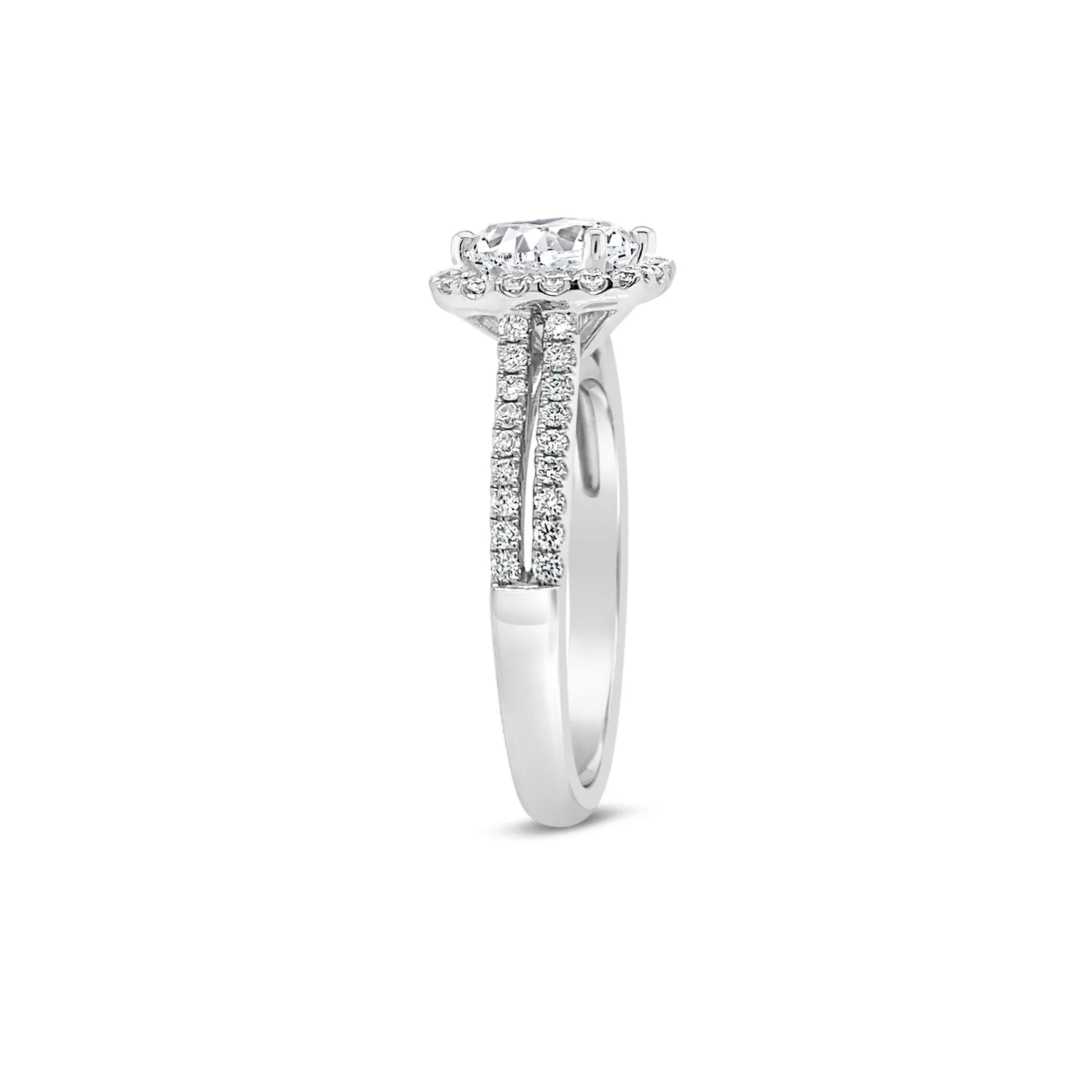 Cushion Halo Diamond Engagement Ring with Split Shank