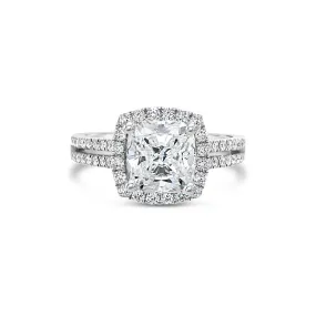 Cushion Halo Diamond Engagement Ring with Split Shank