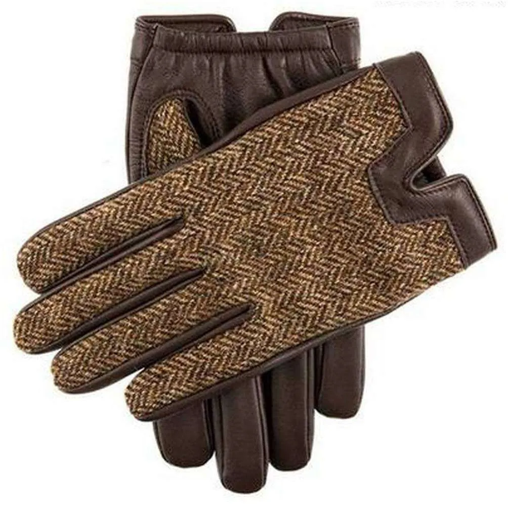 Dents Merevale Abraham Moon Tweed Gloves - Brown/Chocolate/Beige