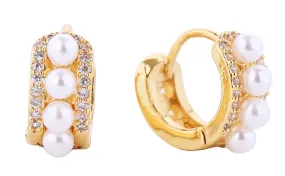 DJE310711 14K Pearl Eternity Huggie Earrings