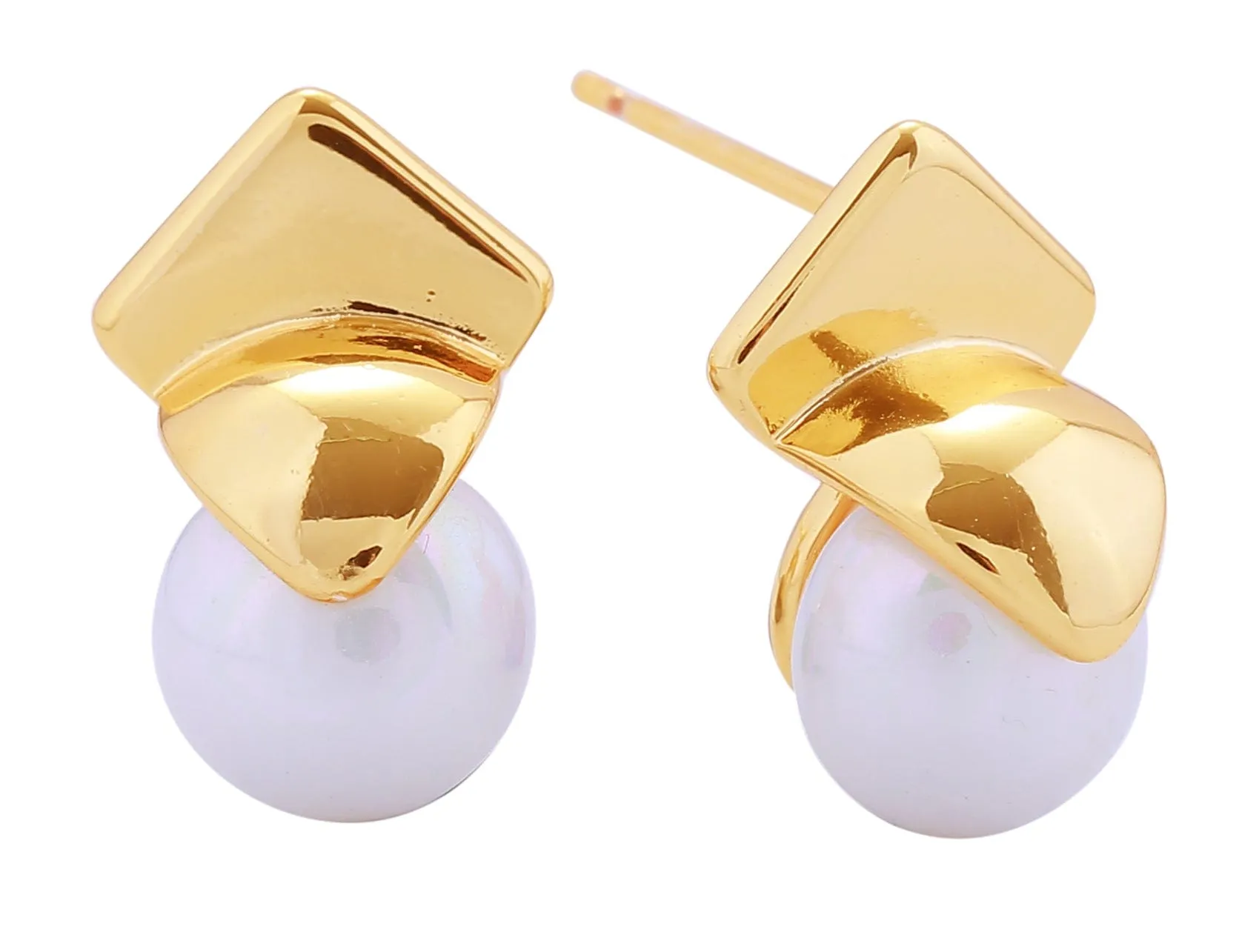 DJE310885 14K Pearl Square Post Earrings
