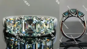 Doveggs asscher three-stone moissanite engagement ring