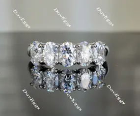 Doveggs Five stone oval moissanite wedding bands/moissanite/lab grown diamond ring-2.4mm band width
