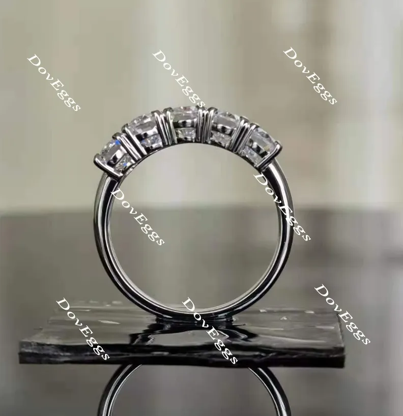 Doveggs Five stone oval moissanite wedding bands/moissanite/lab grown diamond ring-2.4mm band width