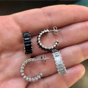 Earring with Princess Cut stones and Studed Clip
