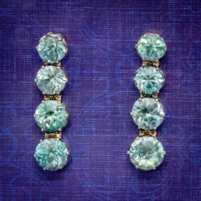 Edwardian Blue Zircon Earrings 9Ct Gold