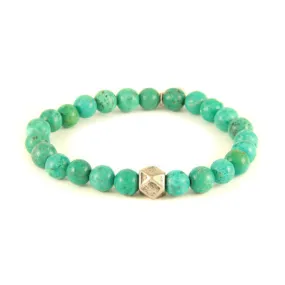 Elastic Bracelet with Semi Precious Turquoise Stones and Faceted Bead