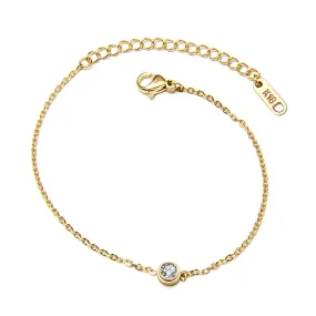 Elegant Single Zircon Gold-Plated Bracelet for Women