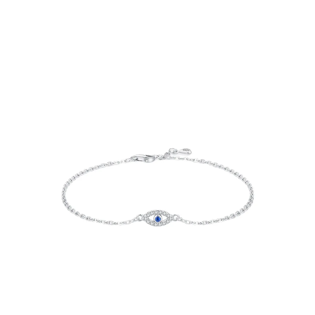 Elegant Sterling Silver Blue Eye Bracelet for Women