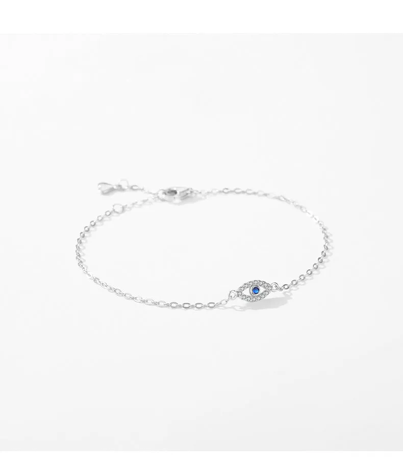 Elegant Sterling Silver Blue Eye Bracelet for Women