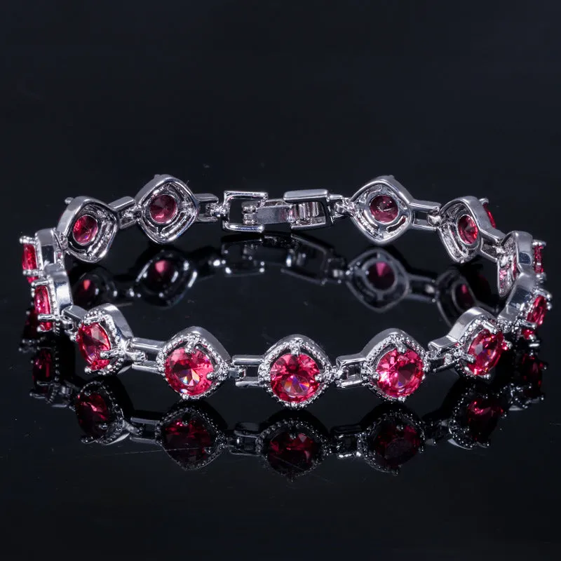 Elegant White Gold Rhinestone Chain Bracelet