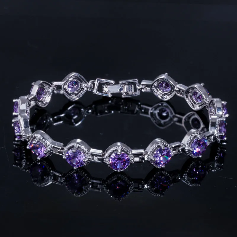 Elegant White Gold Rhinestone Chain Bracelet