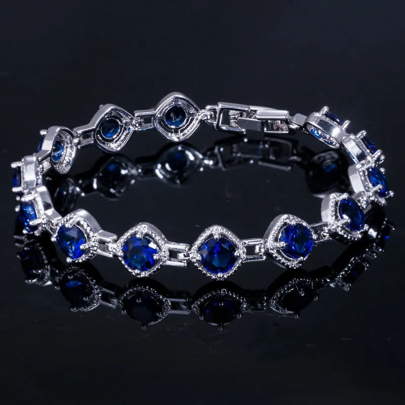Elegant White Gold Rhinestone Chain Bracelet