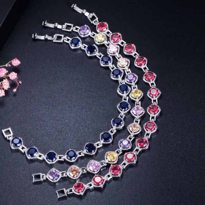 Elegant White Gold Rhinestone Chain Bracelet