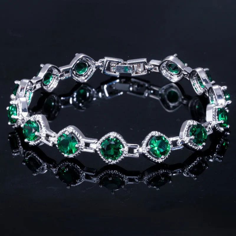 Elegant White Gold Rhinestone Chain Bracelet