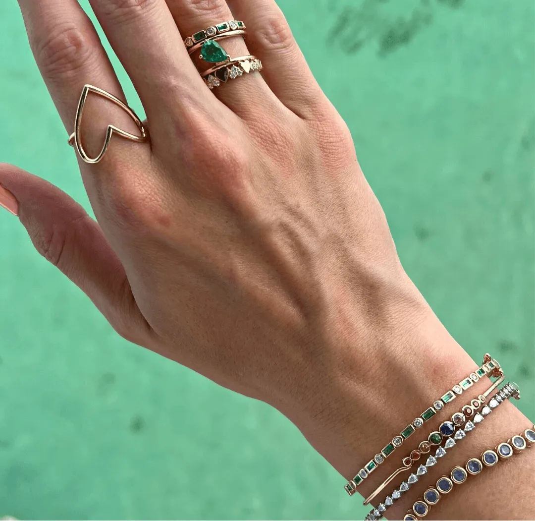 Emerald & Diamond Art Deco Bangle