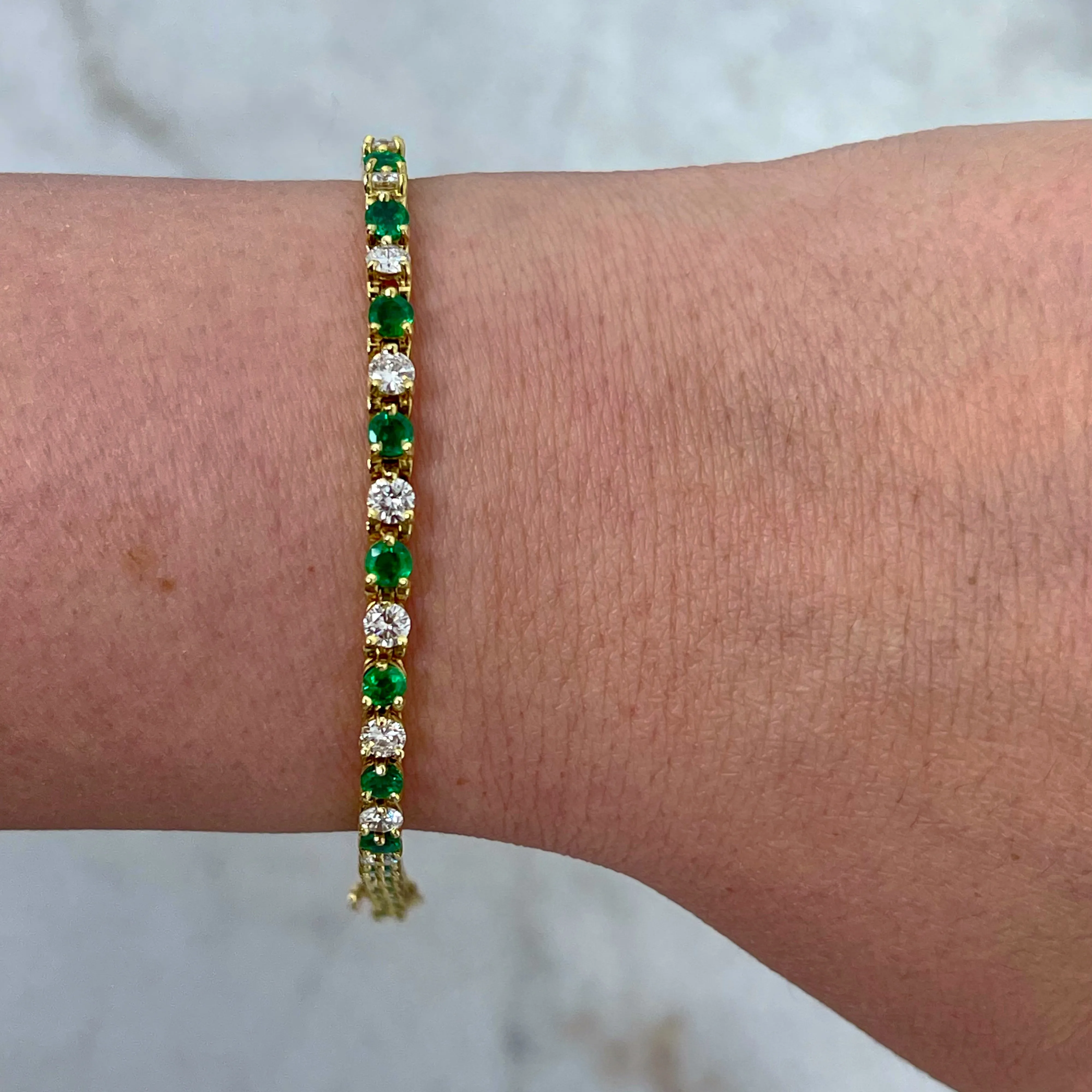 Emerald & Diamond Tennis Bracelet