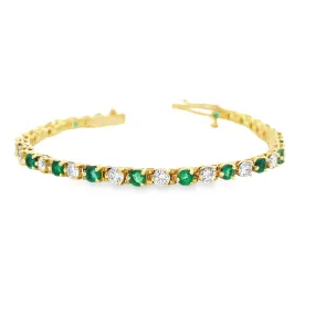 Emerald & Diamond Tennis Bracelet