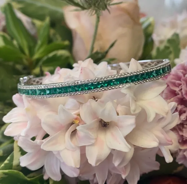 Emerald and Diamond Bangle Bracelet